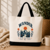 wander gift tote Wander Go Far Stay Curious Canvas Tote Bag