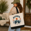 wander gift tote mock Wander Go Far Stay Curious Canvas Tote Bag