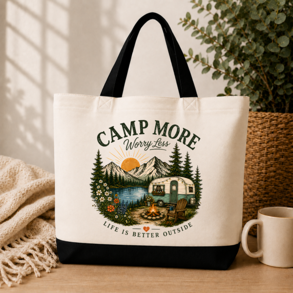 Camp More Worry Less Tote Bag