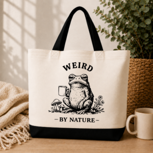 weird by nature gift tote Weird by Nature Frog Canvas Tote Bag
