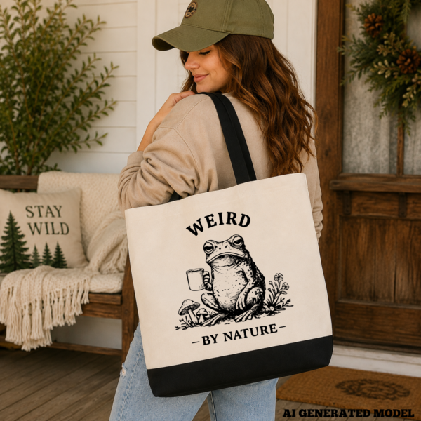weird by nature gift tote mock Weird by Nature Frog Canvas Tote Bag