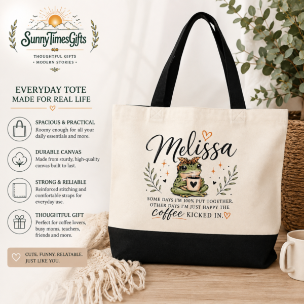 Personalized Frog Tote Bag | Custom Name Canvas Bag