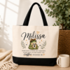 Personalized Frog Tote Bag | Custom Name Canvas Bag