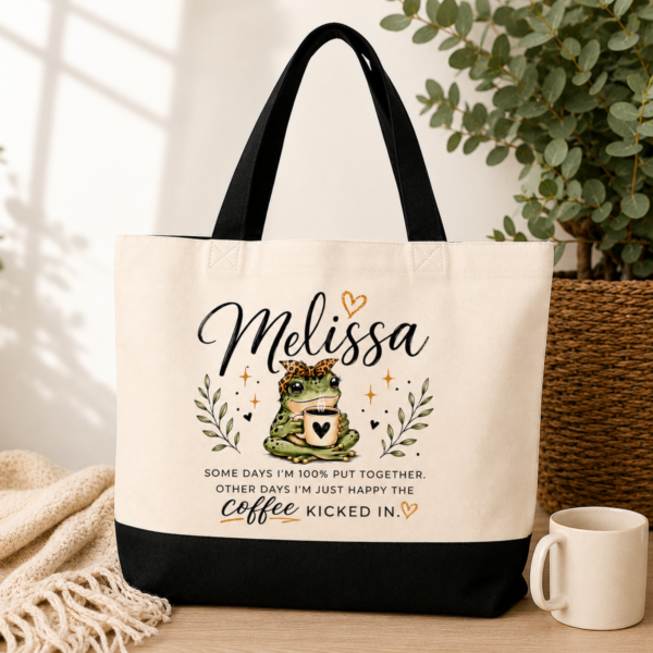 Personalized Frog Tote Bag | Custom Name Canvas Bag