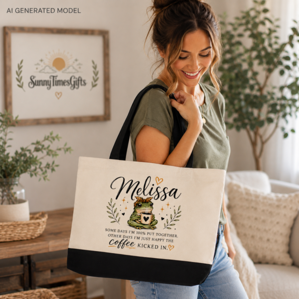 Personalized Frog Tote Bag | Custom Name Canvas Bag