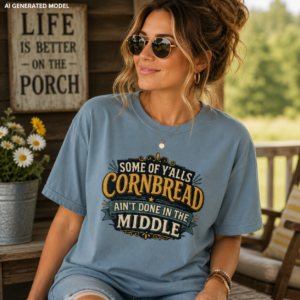 cornbread aint done lifestyle mock Cornbread Ain’t Done in the Middle T-Shirt