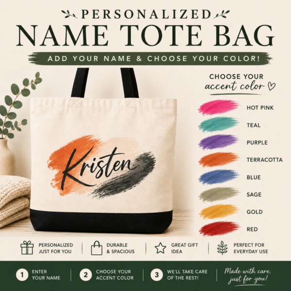 Personalized Name Canvas Tote Bag