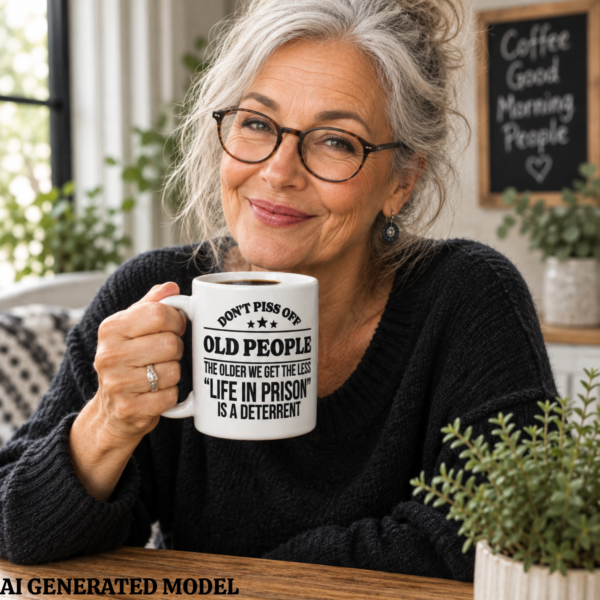 Don't Piss Off Old People Coffee Mug | Funny 15 oz Ceramic Mug