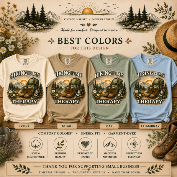 hiking is my therapy best colors Hiking Is My Therapy T-Shirt
