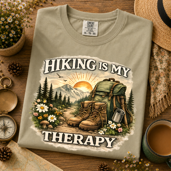 hiking is my therapy mock 1 Hiking Is My Therapy T-Shirt