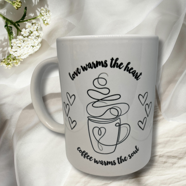 Love Warms the Heart Coffee Lover Mug | 15 oz Ceramic Mug