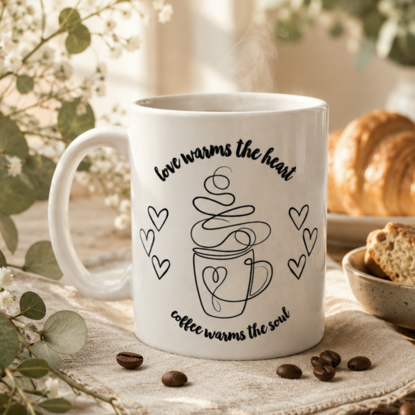 Love Warms the Heart Coffee Lover Mug | 15 oz Ceramic Mug