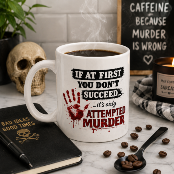 only attempted murder mock-3 Attempted Murder 15 oz Funny Coffee Mug
