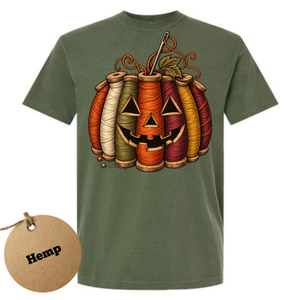 thread pumpkin hemp Sewing Pumpkin Halloween Shirt