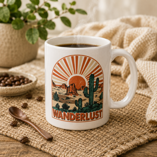 wanderlust mug-2 Wanderlust Desert Mug – 15 oz