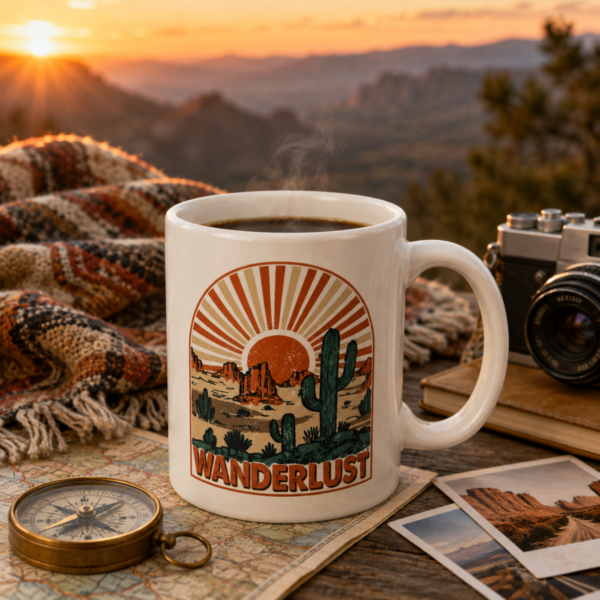 wanderlust mug-4 Wanderlust Desert Mug – 15 oz